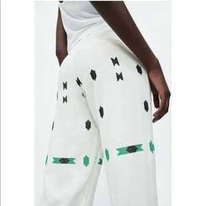 Zara Woman's Embroidered Linen Blend Pants